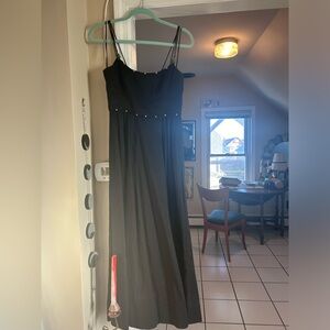 Black midi dress with bead details